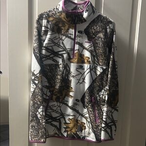 Mossy Oak Camouflage Pullover with Pink Trim